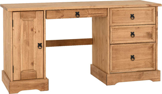 CORONA COMPUTER DESK - DISTRESSED WAXED PINE