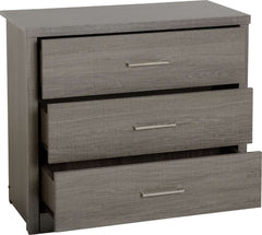 LISBON 3 DRAWER CHEST - BLACK WOOD GRAIN