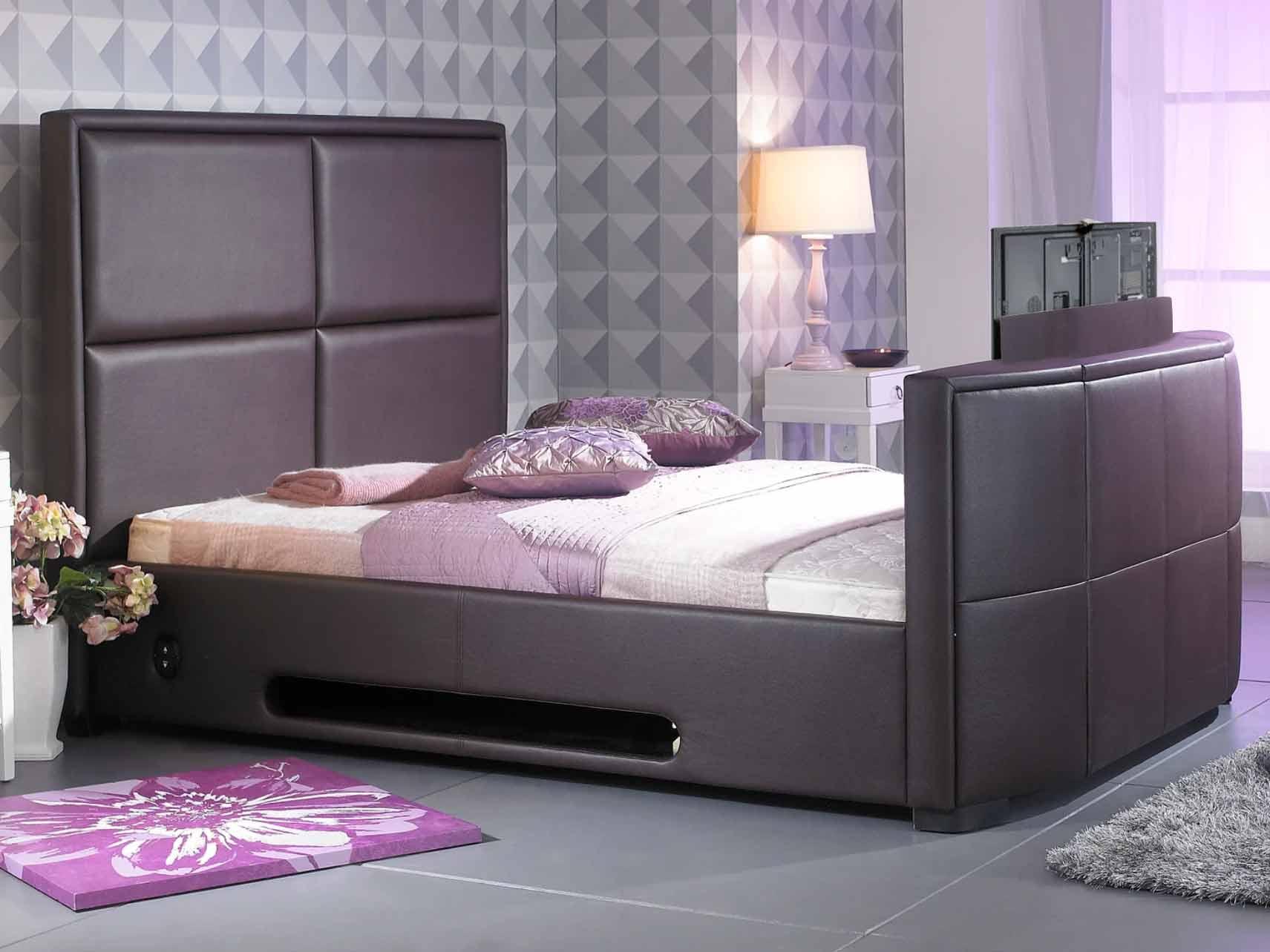 leather brown tv bed king uk