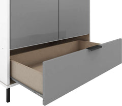 MADRID 2 DOOR 1 DRAWER MIRRORED WARDROBE - GREY/WHITE GLOSS