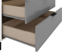 MADRID 3 DOOR 2 DRAWER MIRRORED WARDROBE - GREY/WHITE GLOSS