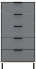 MADRID 5 DRAWER CHEST - GREY/WHITE GLOSS