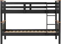 NEPTUNE Single Black Wooden 3' Bunk Bed - GREY/OAK