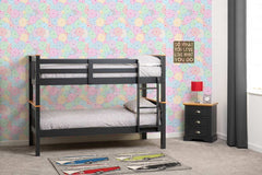 NEPTUNE Single Black Wooden 3' Bunk Bed - GREY/OAK