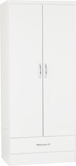 NEVADA 2 DOOR 1 DRAWER WARDROBE - WHITE GLOSS