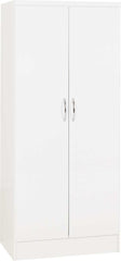 NEVADA 2 DOOR ALL HANGING WARDROBE - WHITE GLOSS