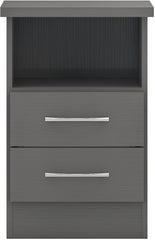 NEVADA 2 DRAWER BEDSIDE - 3D EFFECT GREY