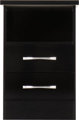NEVADA 2 DRAWER BEDSIDE - BLACK GLOSS