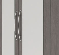 NEVADA 3 DOOR 2 DRAWER MIRRORED WARDROBE - BLACK WOOD GRAIN