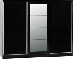 NEVADA 3 DOOR SLIDING WARDROBE - BLACK GLOSS