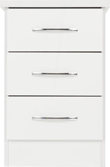 NEVADA 3 DRAWER BEDSIDE - WHITE GLOSS