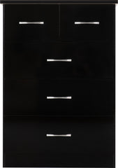 NEVADA 3+2 DRAWER CHEST - BLACK GLOSS
