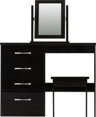 NEVADA 4 DRAWER DRESSING TABLE SET - BLACK GLOSS