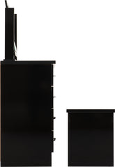 NEVADA 4 DRAWER DRESSING TABLE SET - BLACK GLOSS
