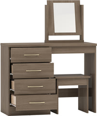 NEVADA 4 DRAWER DRESSING TABLE SET - RUSTIC OAK EFFECT