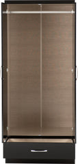 NEVADA MIRRORED 2 DOOR 1 DRAWER WARDROBE - BLACK GLOSS