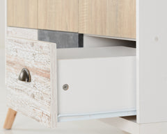 NORDIC 3 DOOR 3 DRAWER WARDROBE - WHITE/DISTRESSED EFFECT