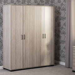 OLIVER 4 DOOR WARDROBE - LIGHT OAK EFFECT