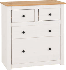 PANAMA 2+2 DRAWER CHEST - WHITE/NATURAL WAX