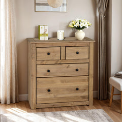 PANAMA 2+2 DRAWER CHEST - NATURAL WAX