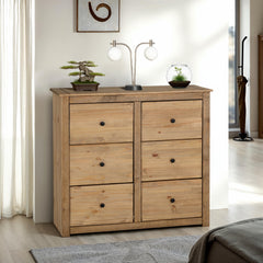 PANAMA 6 DRAWER CHEST - NATURAL WAX