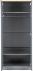 PORTLAND 2 DOOR WARDROBE - GREY/OAK EFFECT