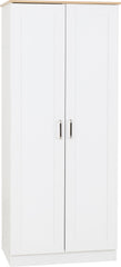 PORTLAND 2 DOOR WARDROBE - WHITE/OAK EFFECT