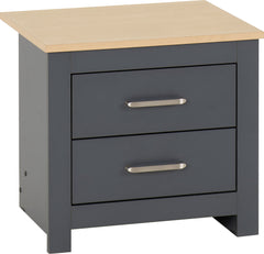 PORTLAND 2 DRAWER BEDSIDE - GREY/OAK EFFECT