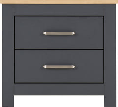 PORTLAND 2 DRAWER BEDSIDE - GREY/OAK EFFECT