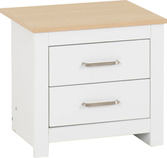 PORTLAND 2 DRAWER BEDSIDE - WHITE/OAK EFFECT