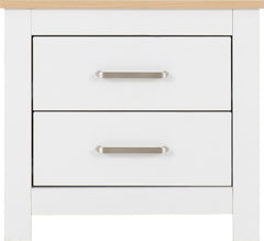 PORTLAND 2 DRAWER BEDSIDE - WHITE/OAK EFFECT