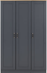 PORTLAND 3 DOOR WARDROBE - GREY/OAK EFFECT
