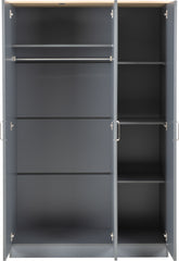 PORTLAND 3 DOOR WARDROBE - GREY/OAK EFFECT