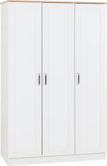 PORTLAND 3 DOOR WARDROBE - WHITE/OAK EFFECT
