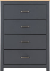 PORTLAND 4 DRAWER CHEST - GREY/OAK EFFECT
