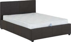 PRADO PLUS 4'6" STORAGE BED - BROWN FAUX LEATHER