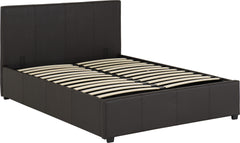 PRADO PLUS 4'6" STORAGE BED - BROWN FAUX LEATHER