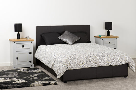 PRADO PLUS 4'6" STORAGE BED - BROWN FAUX LEATHER