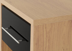 SEVILLE 1 DRAWER BEDSIDE - BLACK HIGH GLOSS/LIGHT OAK EFFECT VENEER