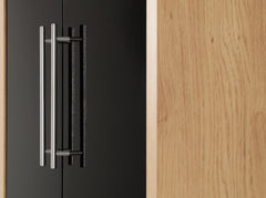 SEVILLE 2 DOOR WARDROBE - BLACK HIGH GLOSS/LIGHT OAK EFFECT VENEER