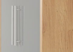 SEVILLE 2 DOOR WARDROBE - GREY HIGH GLOSS/LIGHT OAK EFFECT VENEER