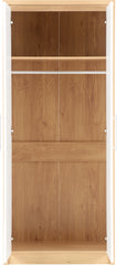 SEVILLE 2 DOOR WARDROBE - WHITE HIGH GLOSS/LIGHT OAK EFFECT VENEER