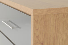 SEVILLE 3 DRAWER CHEST - GREY HIGH GLOSS/LIGHT OAK EFFECT VENEER