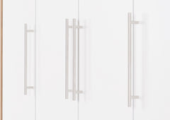 SEVILLE 4 DOOR 2 DRAWER WARDROBE - WHITE HIGH GLOSS/LIGHT OAK EFFECT VENEER