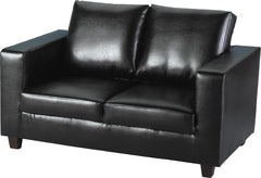 TEMPO TWO SEATER SOFA-IN-A-BOX in BLACK FAUX LEATHER