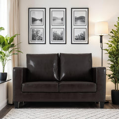 TEMPO TWO SEATER SOFA-IN-A-BOX in BROWN FAUX LEATHER