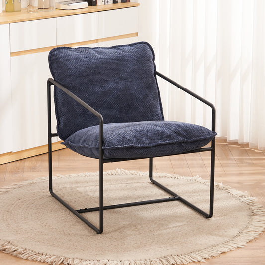 TIVOLI OCCASIONAL CHAIR - BLACK METAL/BLUE FABRIC