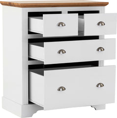 TOLEDO 2+2 DRAWER CHEST - WHITE/OAK EFFECT