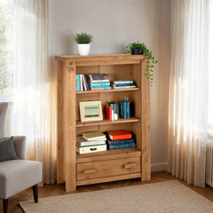 TORTILLA 1 DRAWER BOOKCASE - DISTRESSED WAXED PINE