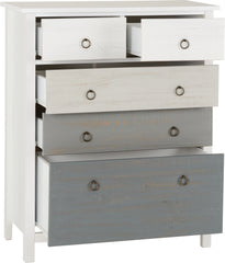 VERMONT 3+2 DRAWER CHEST - WHITE/GREY